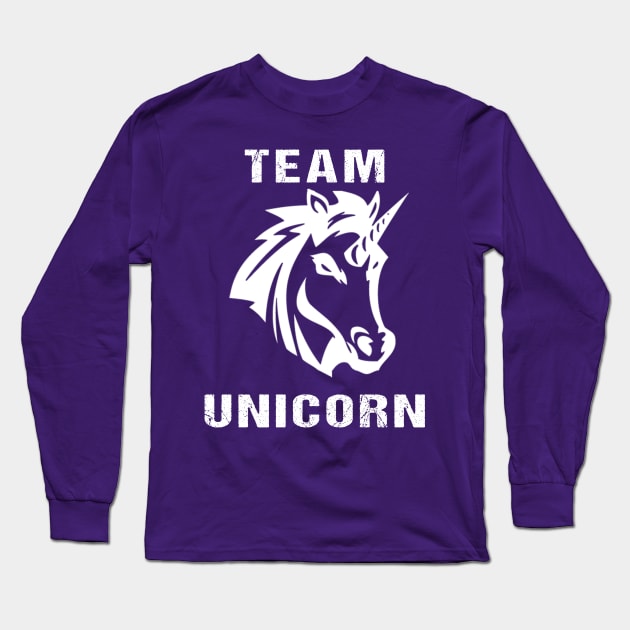 Team Unicorn White Long Sleeve T-Shirt by GnarllyMama